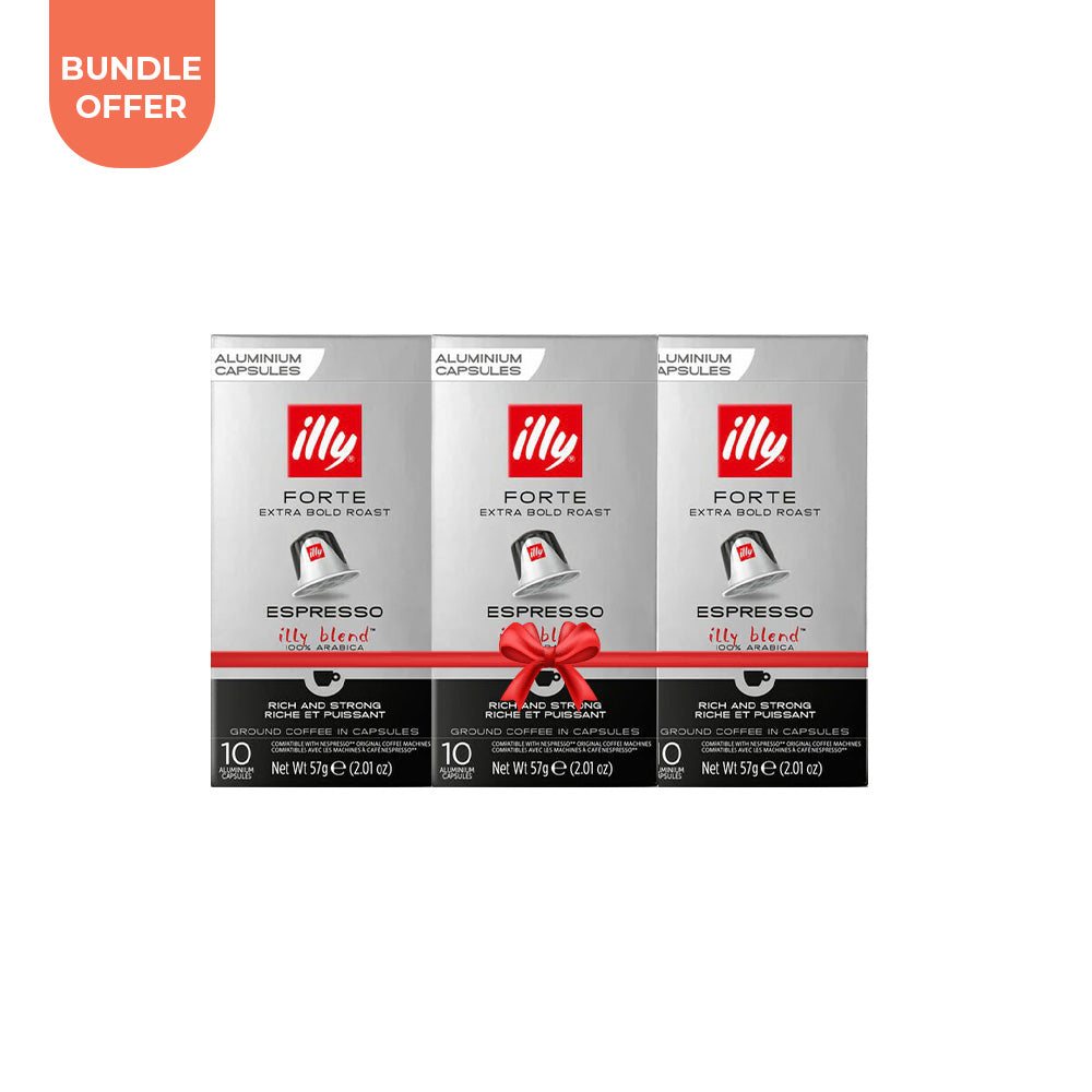 Bundle of 3 : Illy Espresso Forte Nespresso Compatible Pods - 10 Capsules (Best Before 22/6/2025)