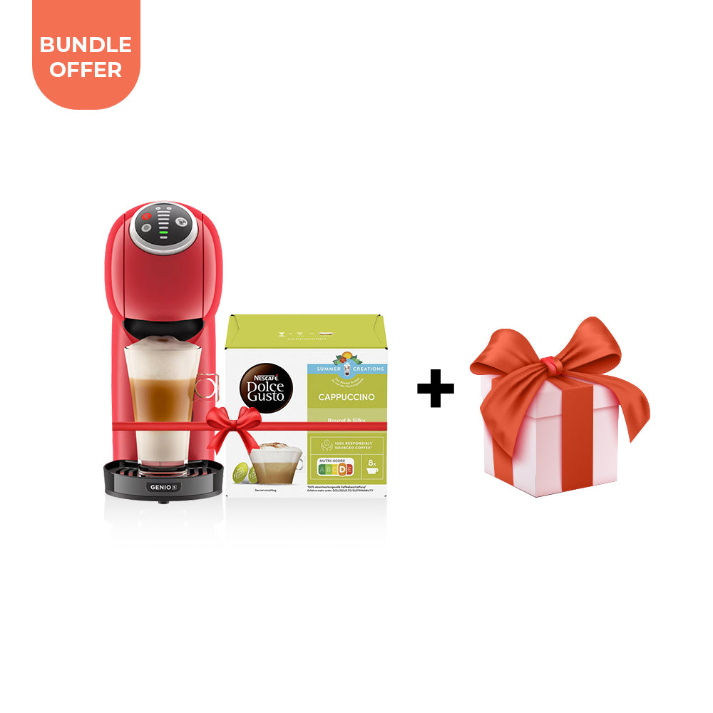 Bundle Offer : Nescafe Dolce Gusto Genio S PLUS Machine - Red + 1 Free Nescafe Dolce Gusto Cappuccino + 1 Mix Box