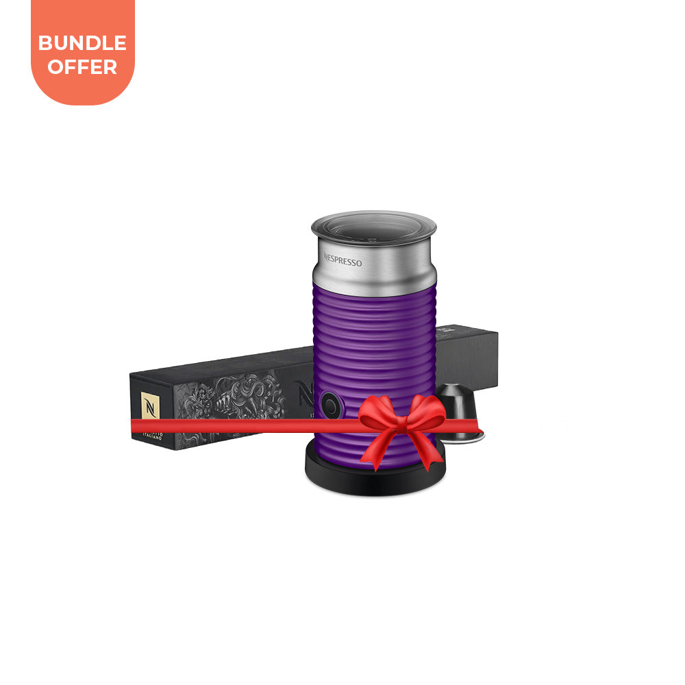 Bundle Offer : Nespresso - Ristretto Italiano - 10 pods + Nespresso Limited Edition - Aeroccino 3 - Purple