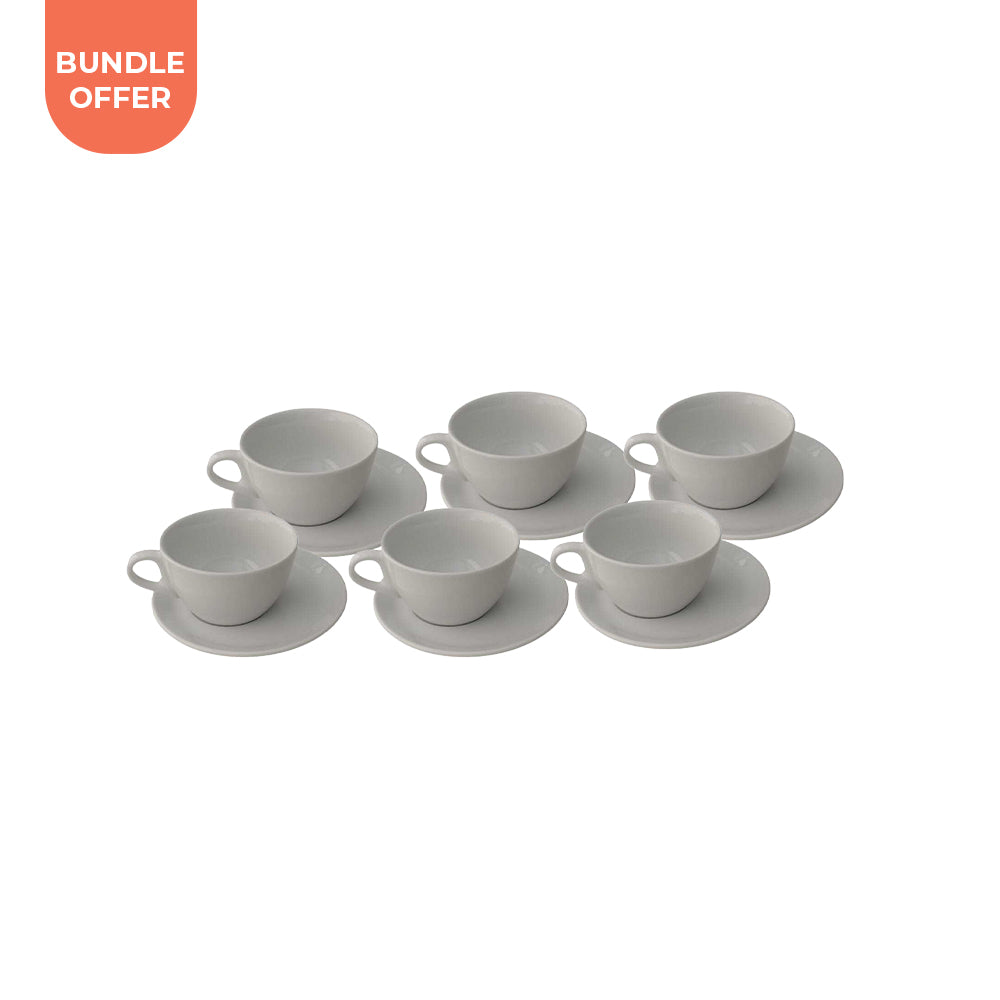 Bundel Offer of 6 : Grade A - Cafe Style Porcelain Cappuccino Cup with Underline - 250mL