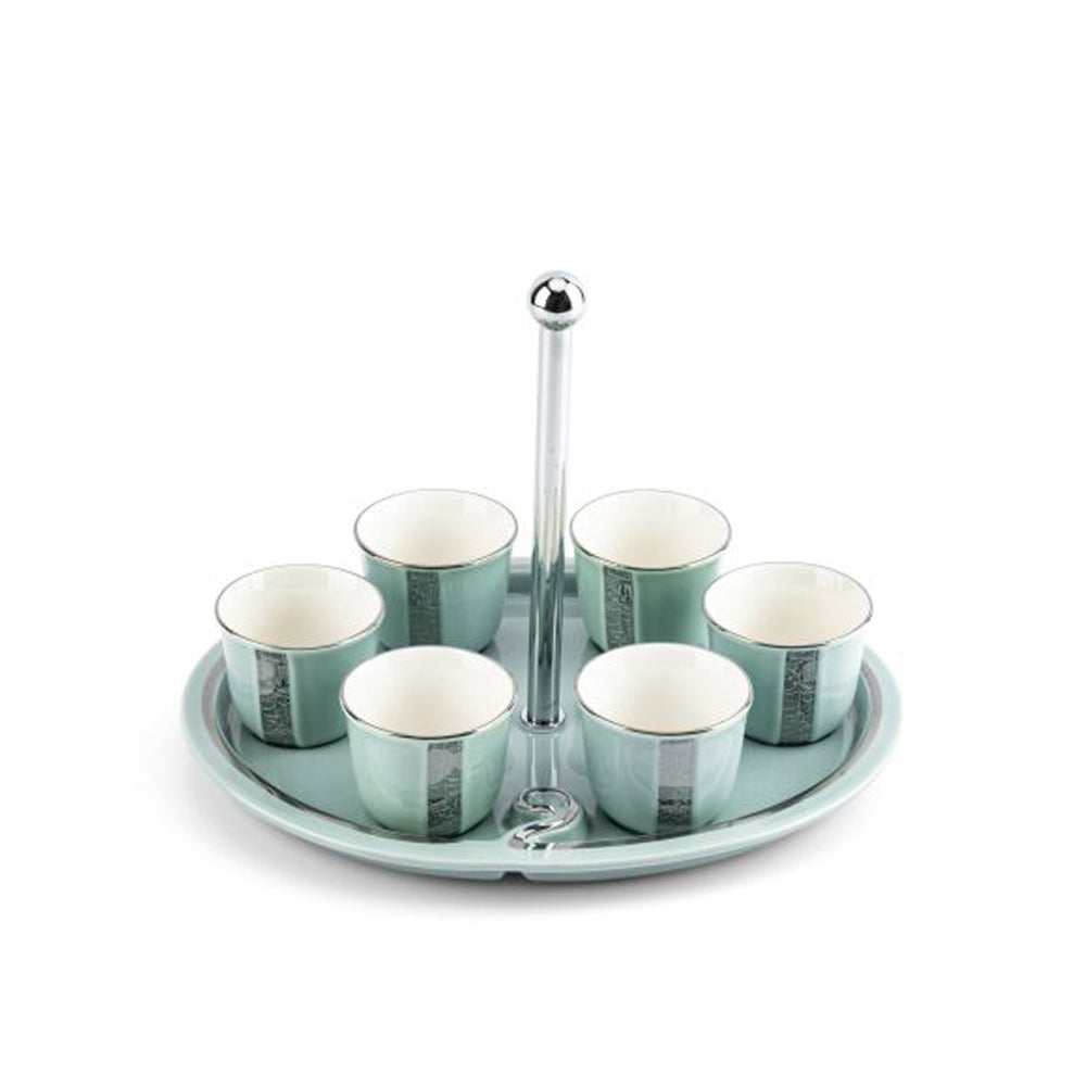 Arabic Coffee Set with Holder - Light Blue - 7 pieces
