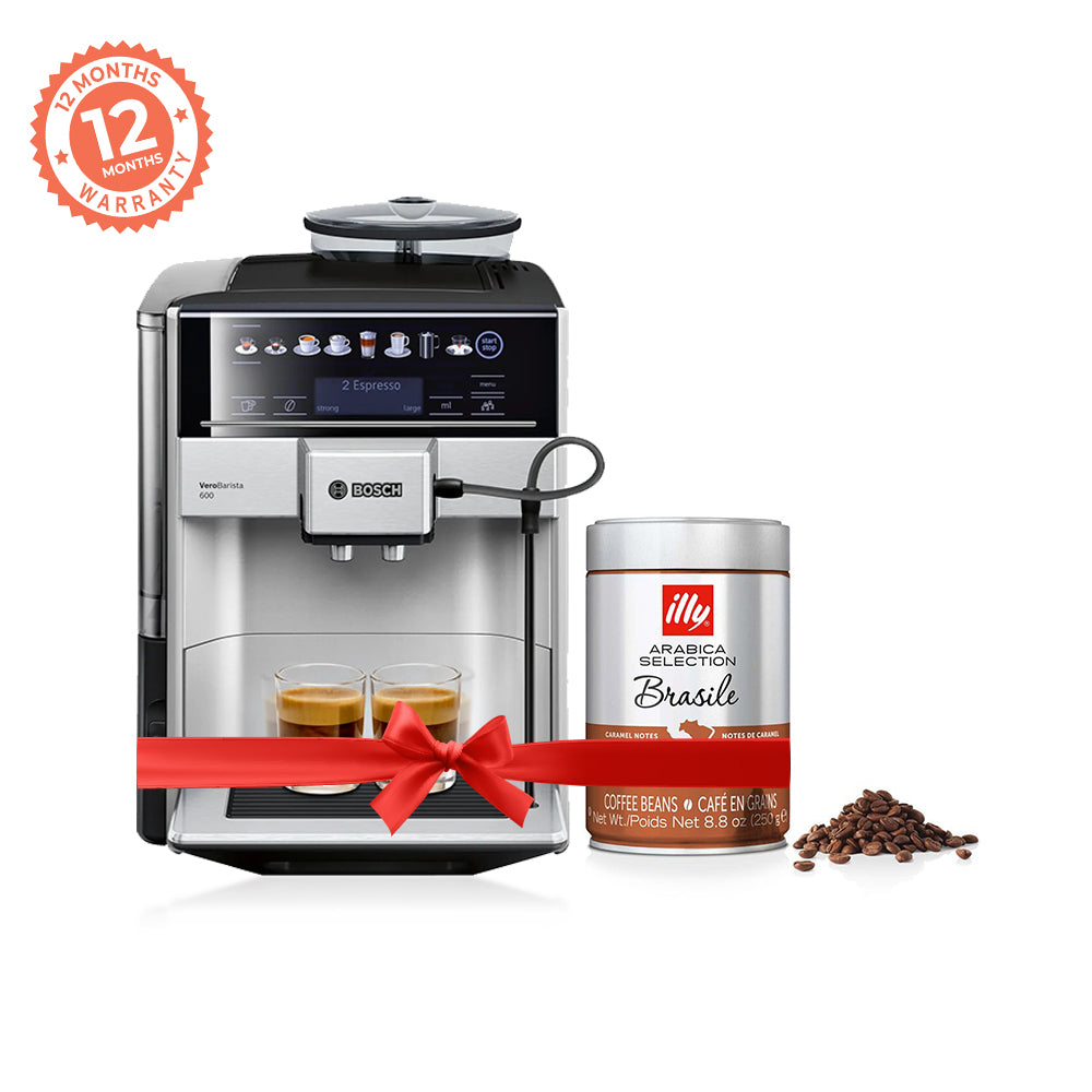 Bosch - Vero Barista 600 Silver Machine Removable water tank + Free illy Whole Beans - Brasile - 250 g
