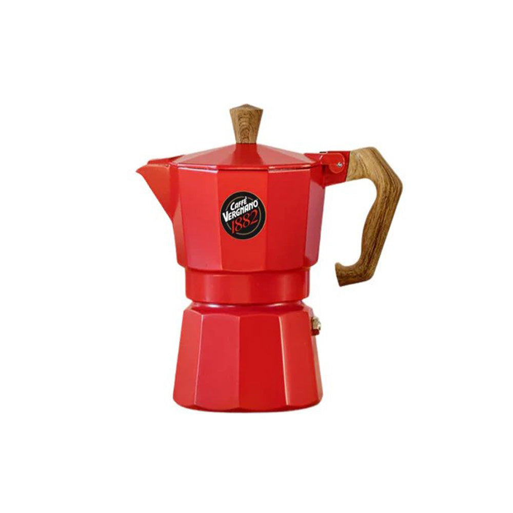 Caffe Vergnano - Moka Pot - 3 Cups - Espresso Maker - Red