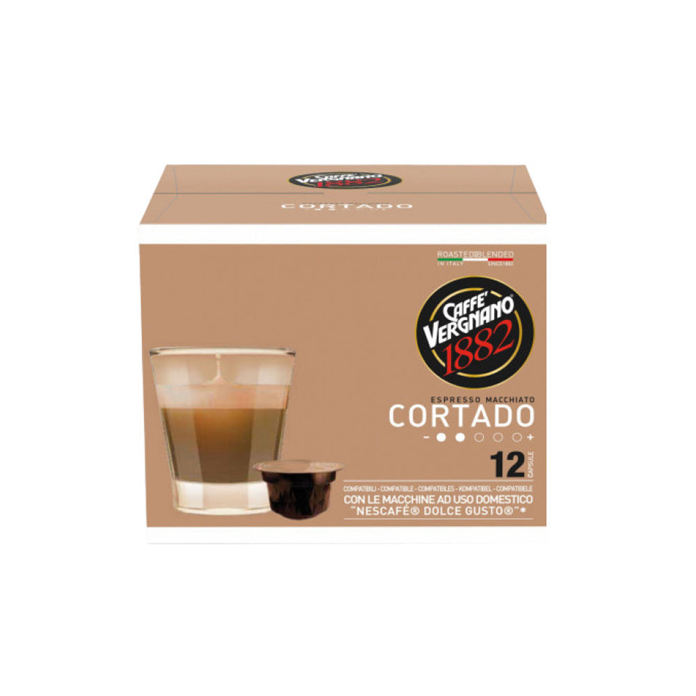 Caffe Vergnano - Dolce Gusto Compatible - Espresso Macchito Cortado - 12 Capsules