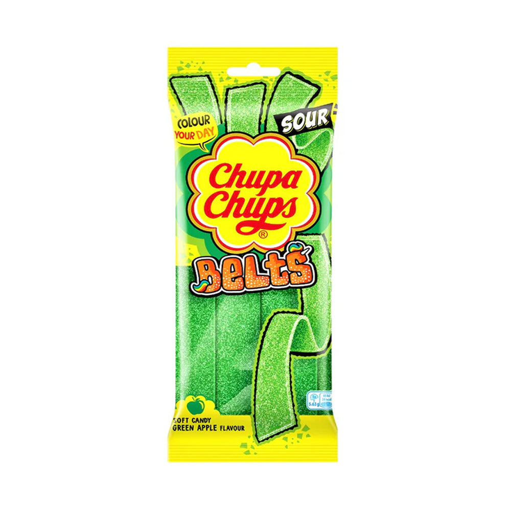 Chupa Chups Sour Belts - Green Apple Flavour - 90g