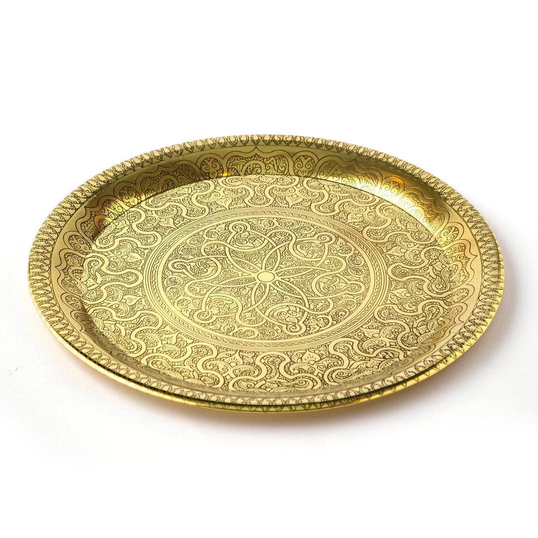 Hand Made Copper Tray - Oriental Random Design - 34 cm