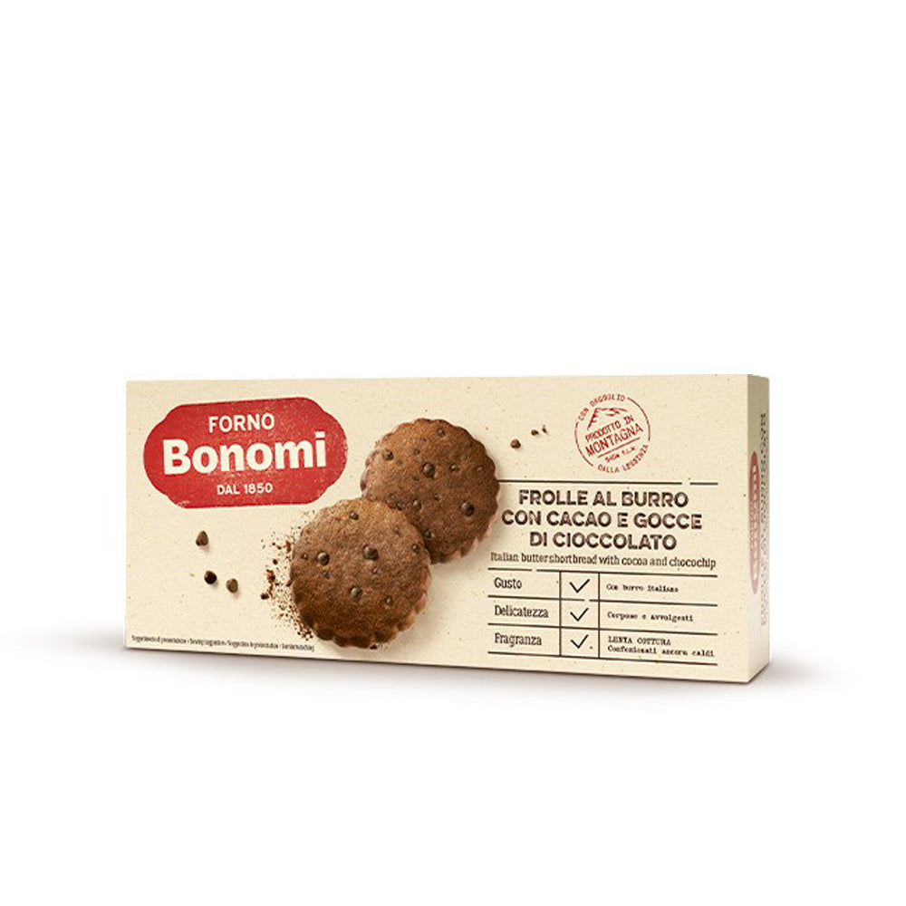 Forno Bonomi - Butter biscuits Choco chip with Cocoa and Chocolate - 150g