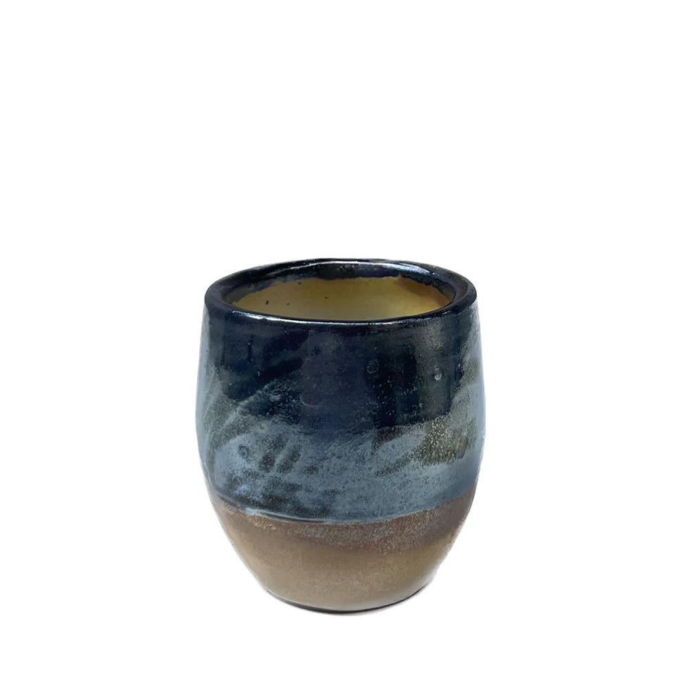 Handmade Pottery Espresso Cup - Half Gloss - BlueBeige