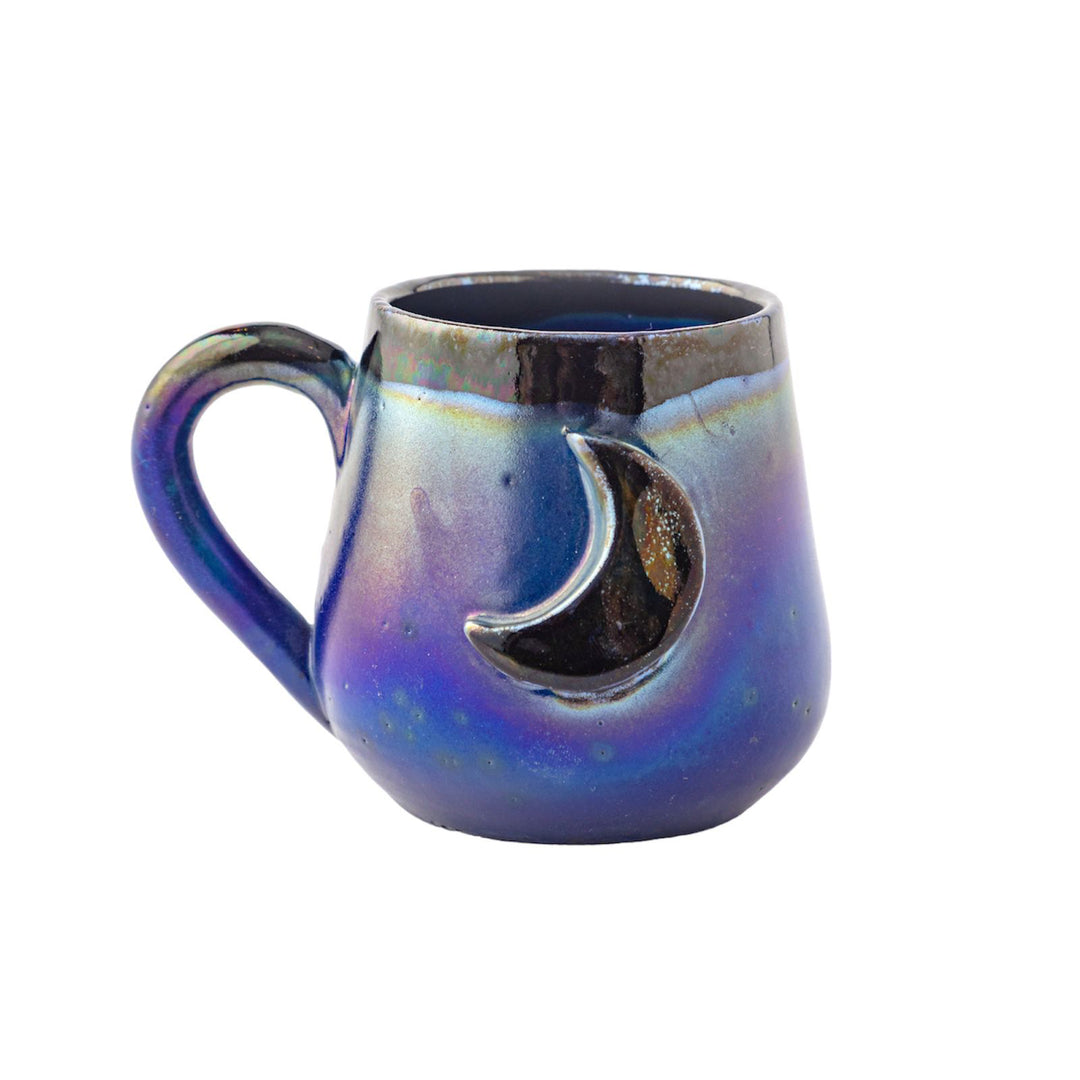 Handmade Pottery Mug - Rustic Glossy - Electric Blue Moon - 350 ml