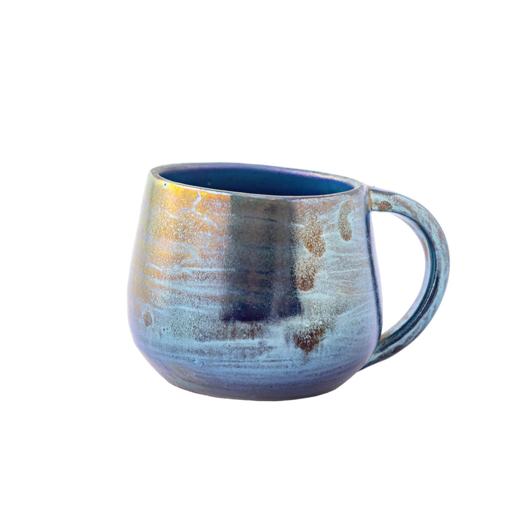 Handmade Pottery Mug - Spherical - Glossy Electric Blue - 300 ml