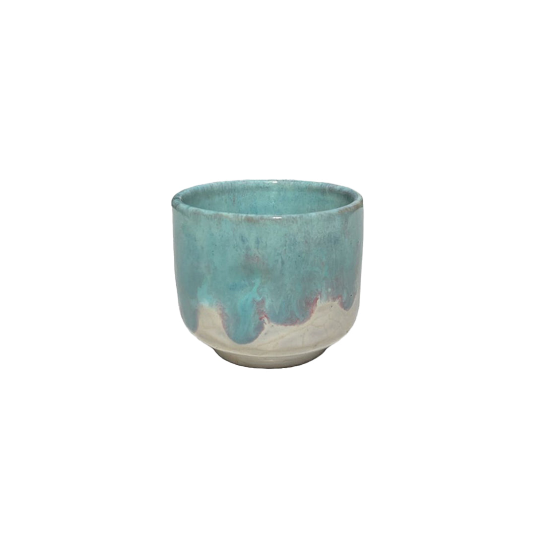 Handmade Pottery Cup - Light Blue with White Touch - 100ml