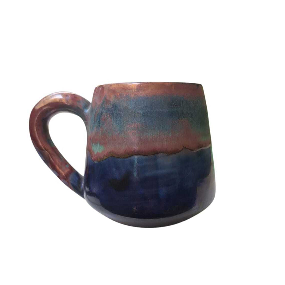 Handmade Pottery Mug - Blue with touch of Copper & Green - 400 ml
