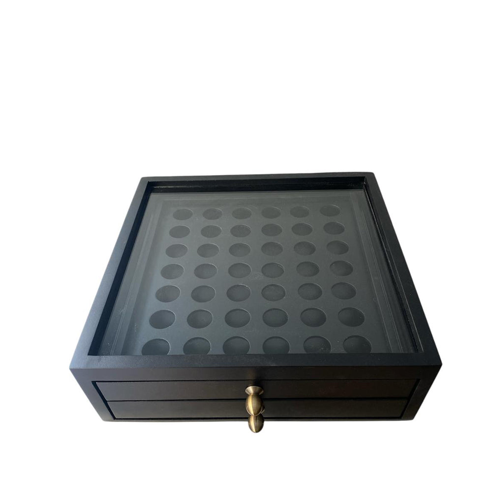 Handmade wooden Capsules Drawer - Nespresso compatible - 2 Drawers- 42 Capsules -  Black