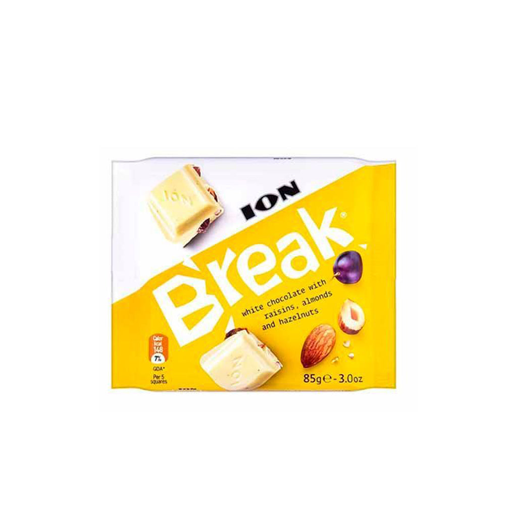 Ion Break - White Chocolate with Raisins, Almonds & Hazelnuts - 85g