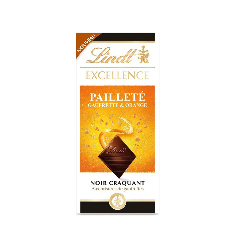 Lindt Excellence - Paillete Dark Chocolate with Orange wafer -100g