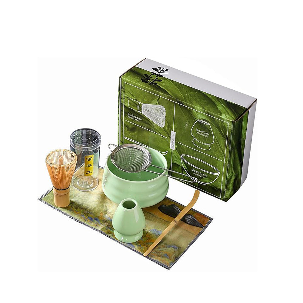 Matcha Tea Set ( Whisk , Scoop , Whisk Holder , Matcha Bowl ,Stainless Steel Tea Sifter)