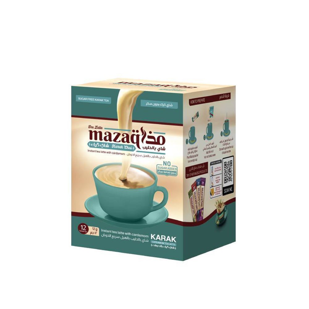 Mazaq Tea latte - No Sugar Added Karak Tea - 12 Sachets