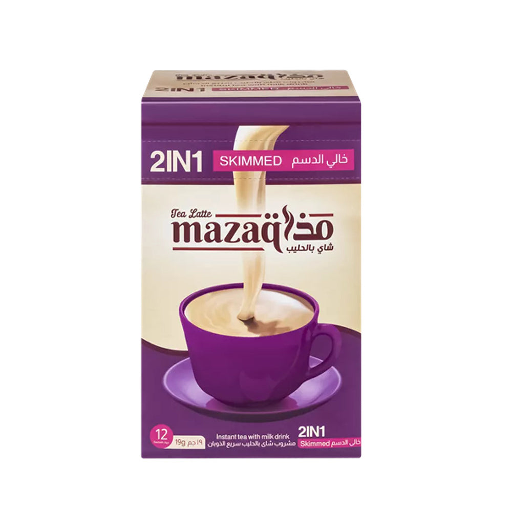 Mazaq Tea latte - Instant Tea with Milk Drink - Skimmed 2 in 1 - 12 Sachets