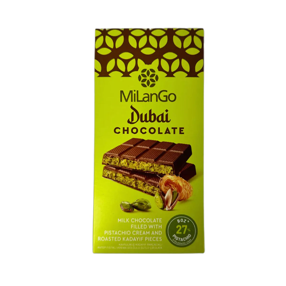 MilanGO - Dubai Chocolate - Milk Chocolate With Pistachio Cream - 122g