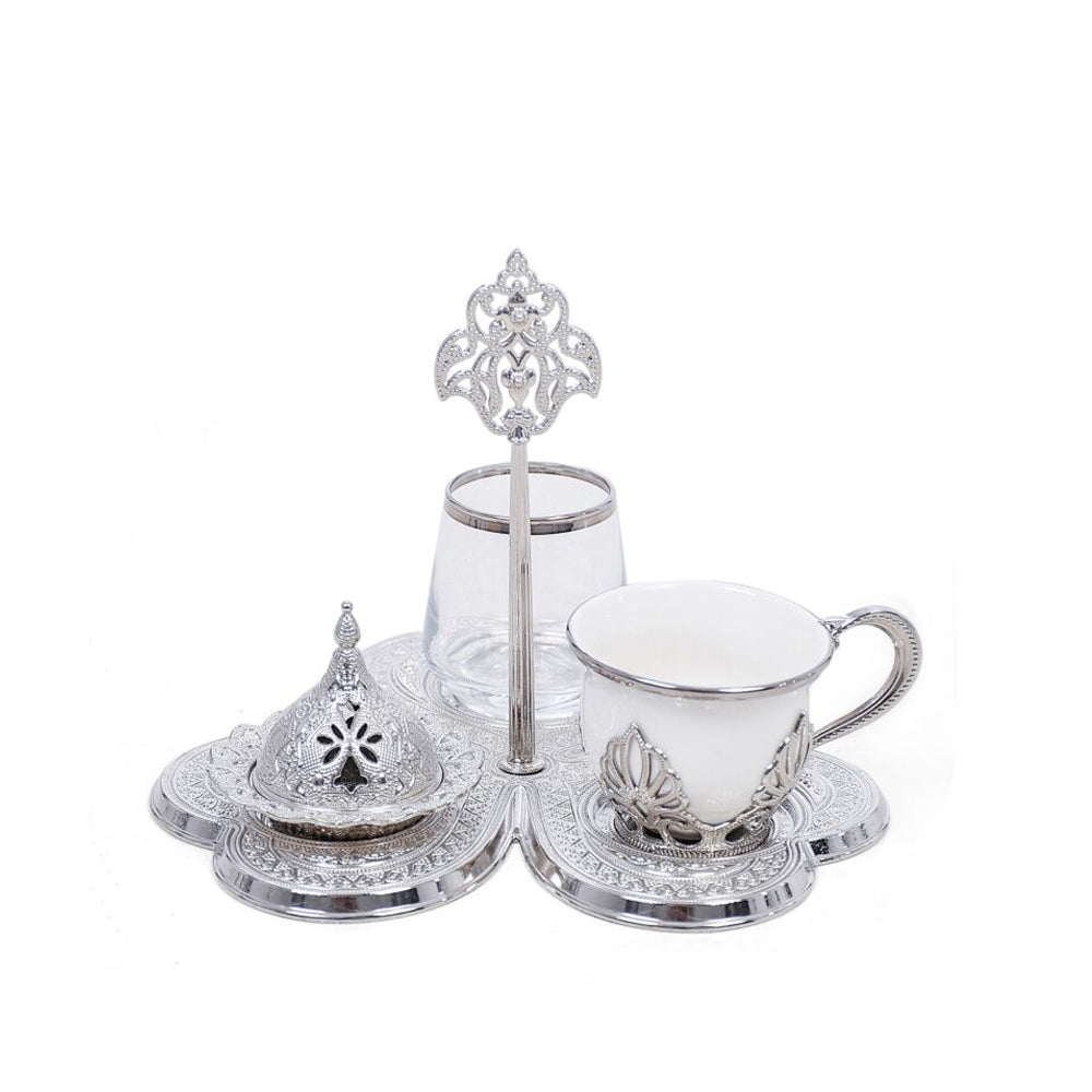 Single Coffee Serving Set - Silver - 4 Pieces