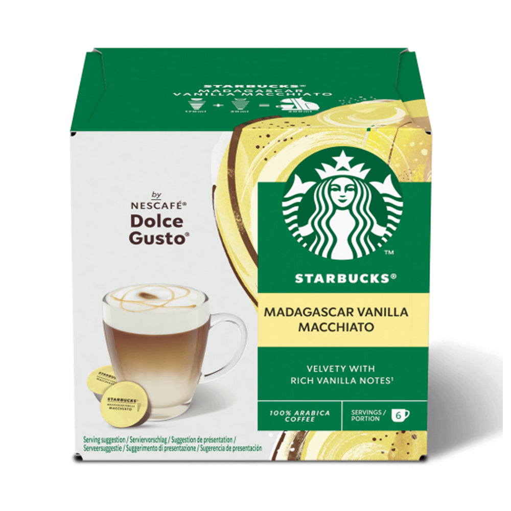 Starbucks Dolce Gusto Compatible Vanilla Macchiato Madagascar - 12 Capsules (Best Before 30/9/2025)