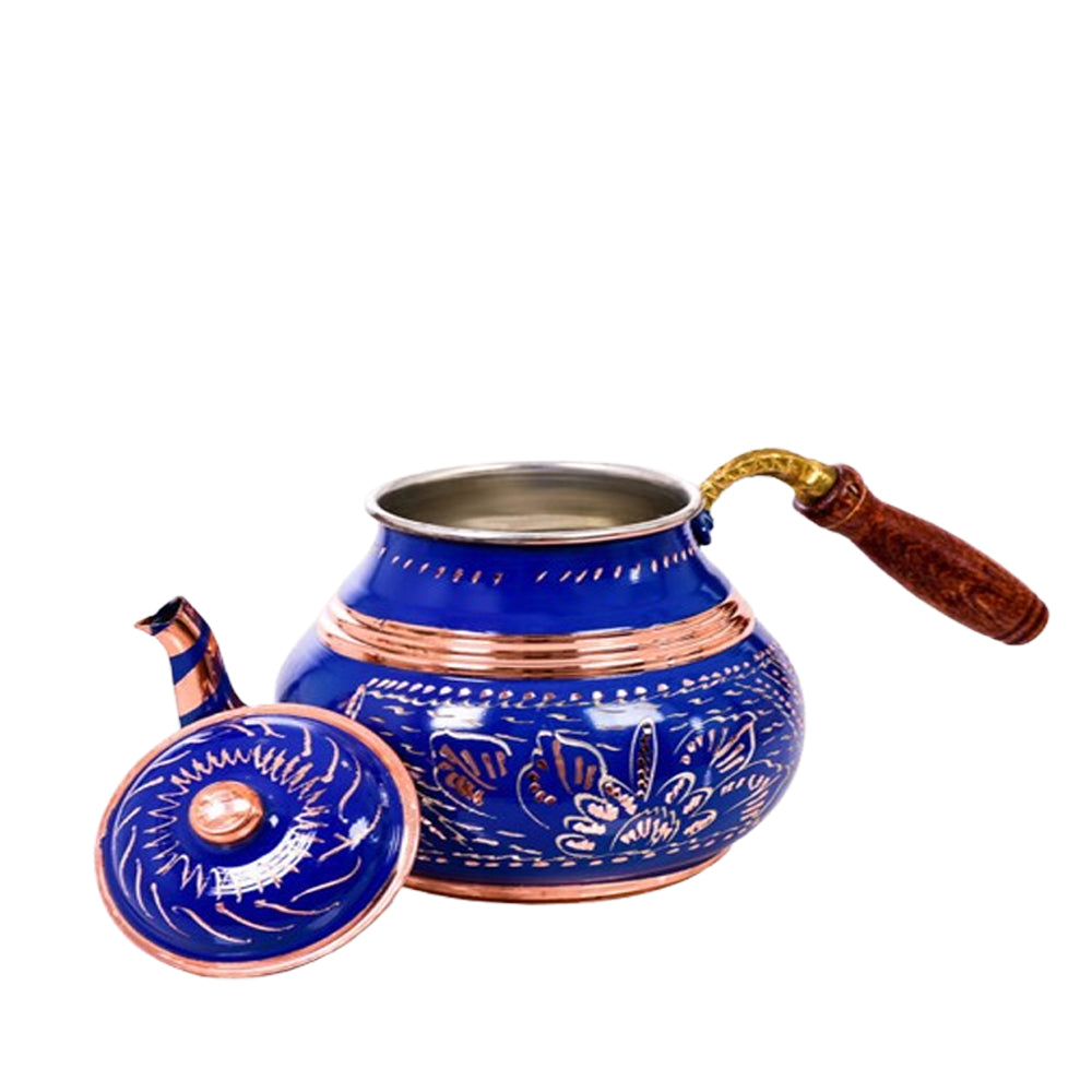 Turkish Copper Teapot - Blue - Large