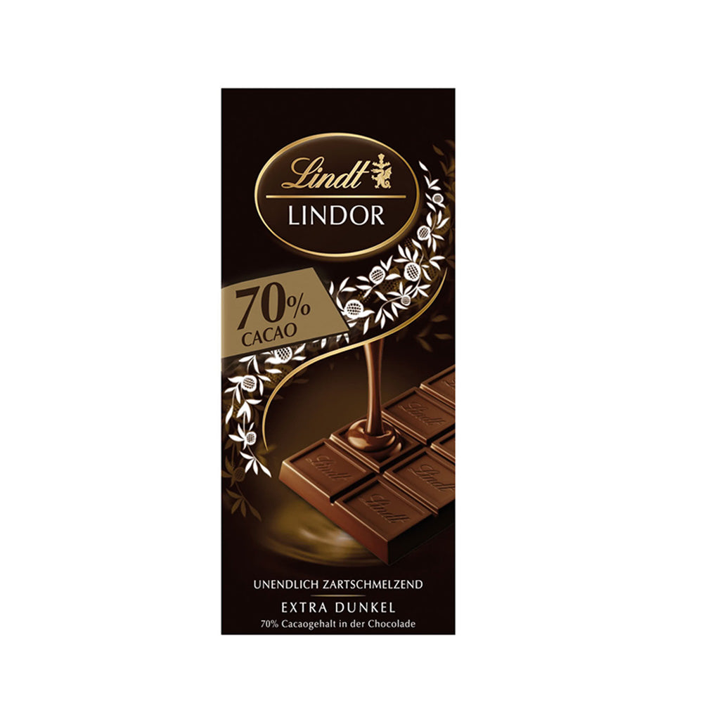 Lindt Lindor - 70% Cacoa Dark Chocolate Bar - 100g