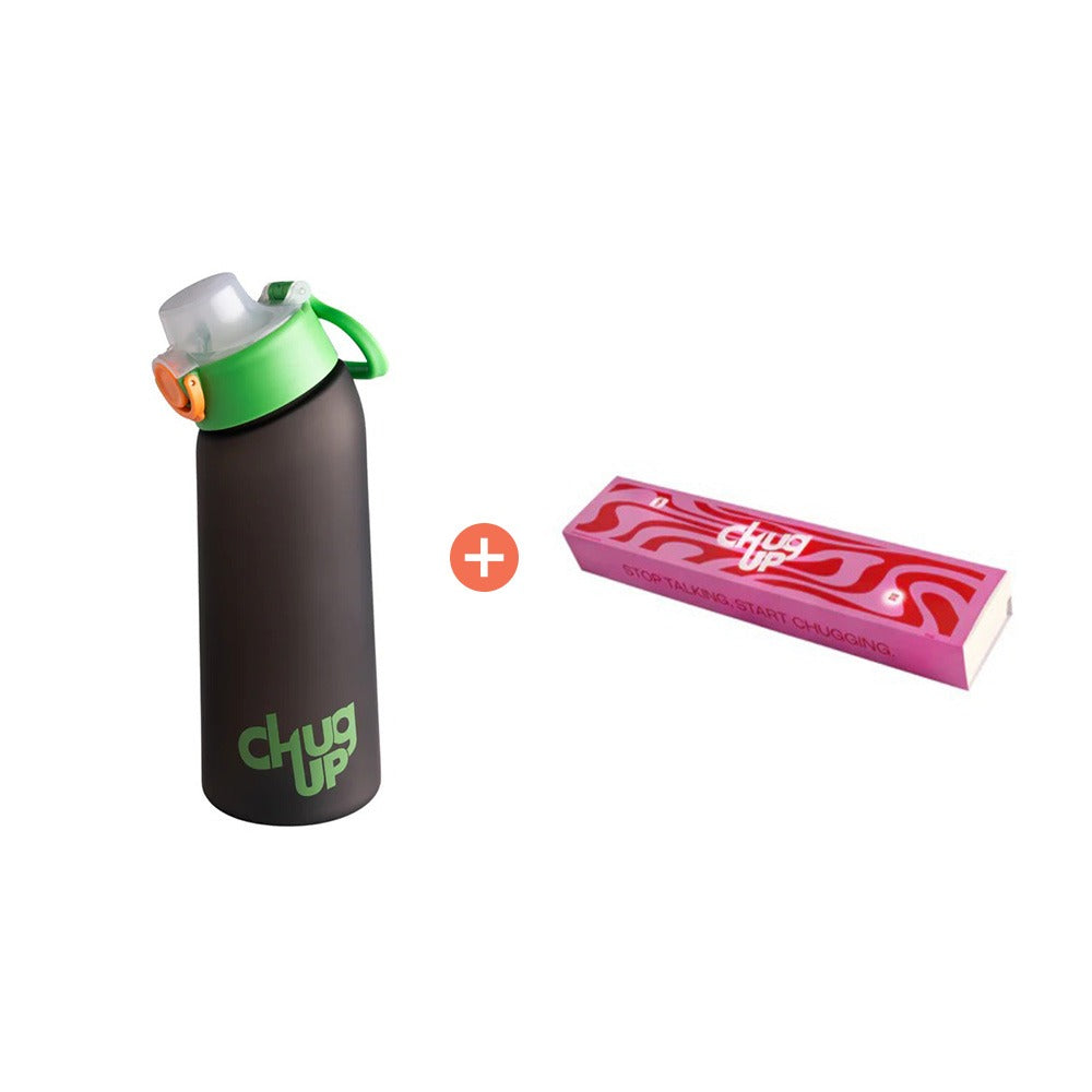 Bundle offer : Chug Up - Bottle Classic Black and Green + pack of 5 flavored pods