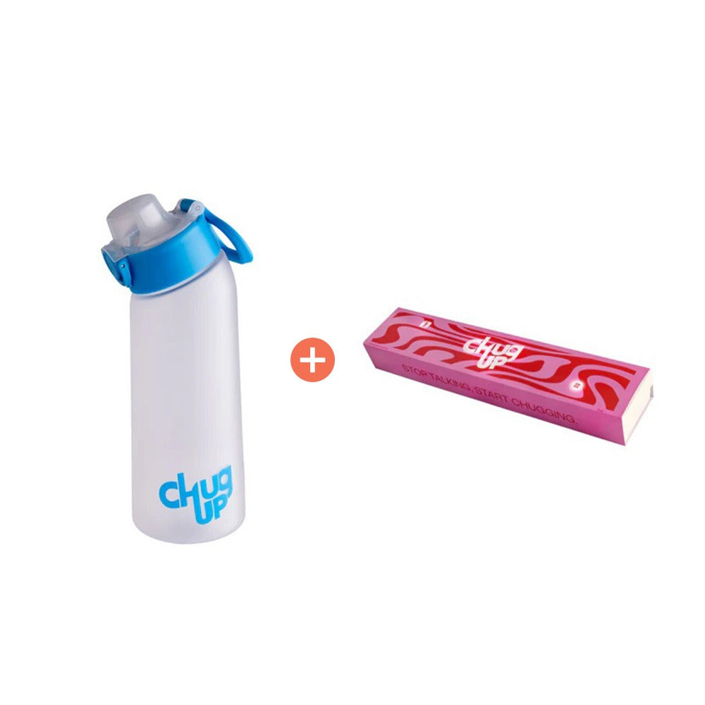Bundle offer : Chug Up - Bottle Classic White and Blue + pack of 5 flavored pods