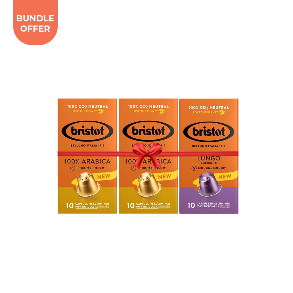 Bundle of 3 : Bristot (2 of 100% Arabica - 1 of Lungo) - Nespresso Compatible