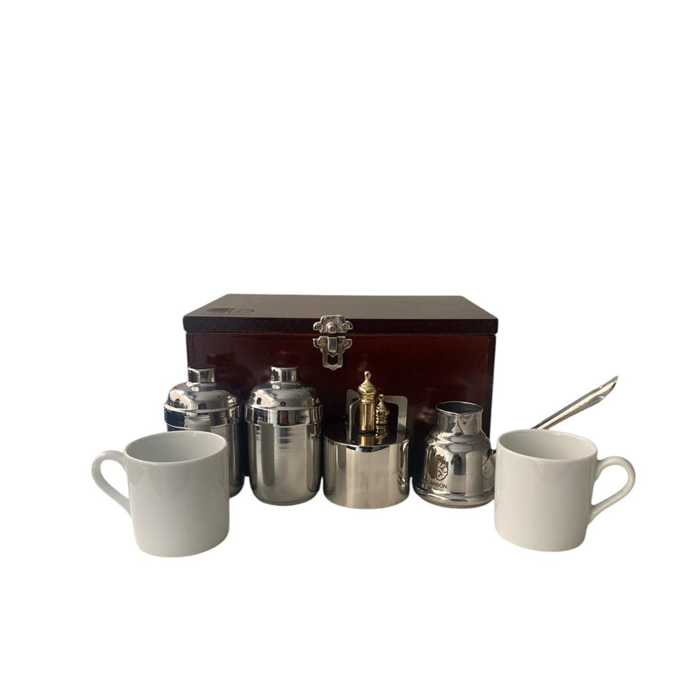 Carbon - Turkish Coffee Set with Wooden Box - Set of 7 pieces