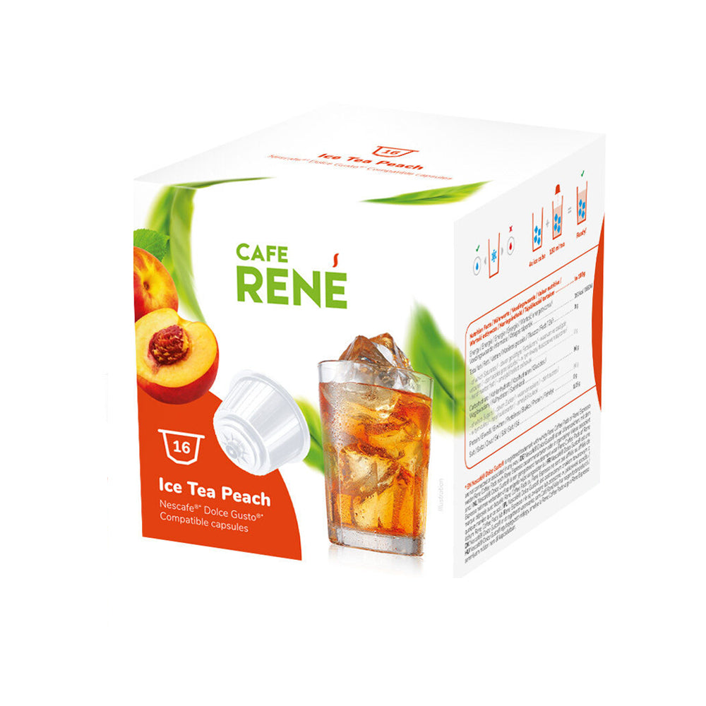 Café Rene - Dolce Gusto Compatible - Iced Tea Peach Capsules - 16 Capsules