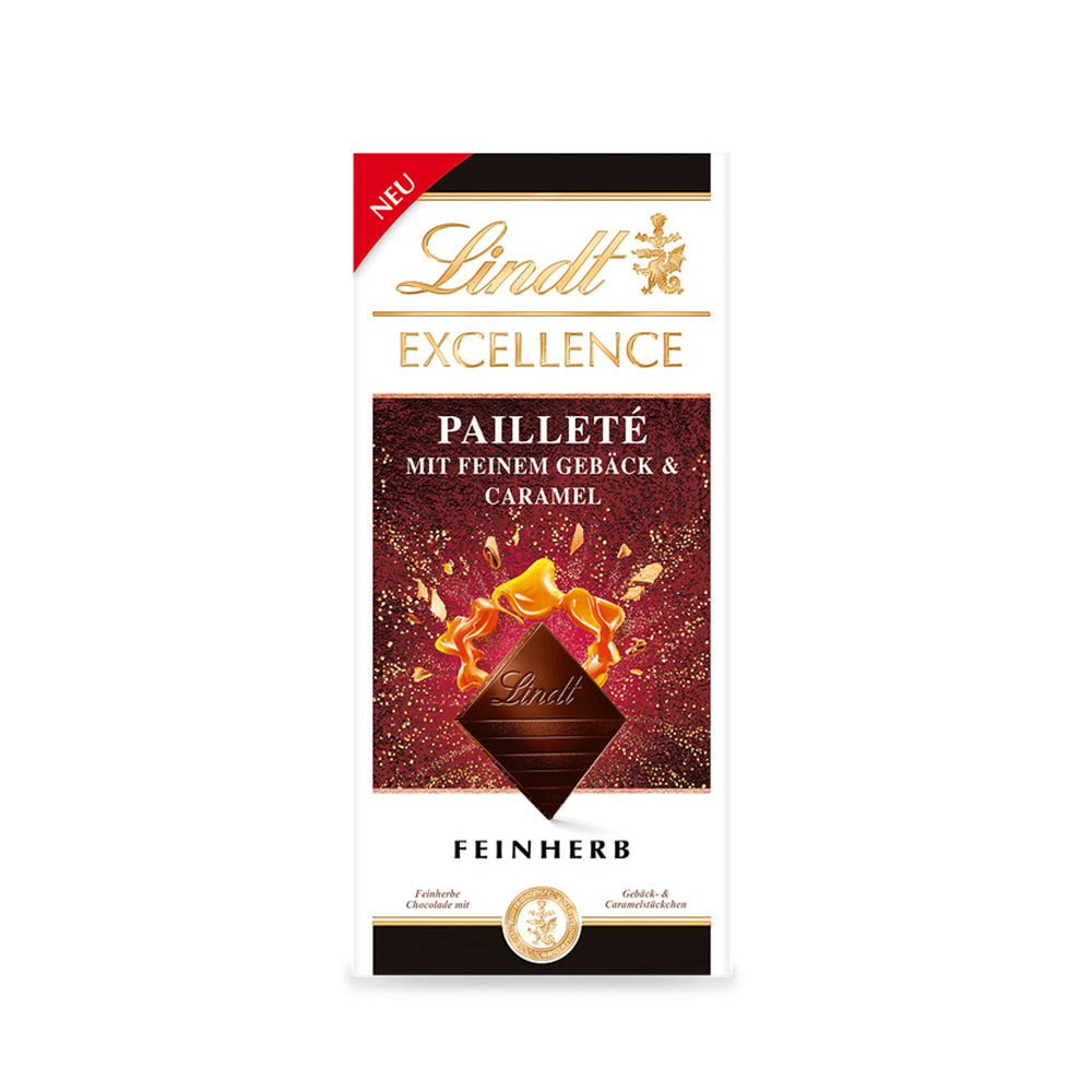 Lindt Excellence - Pailleté with fine biscuits & caramel - 100g
