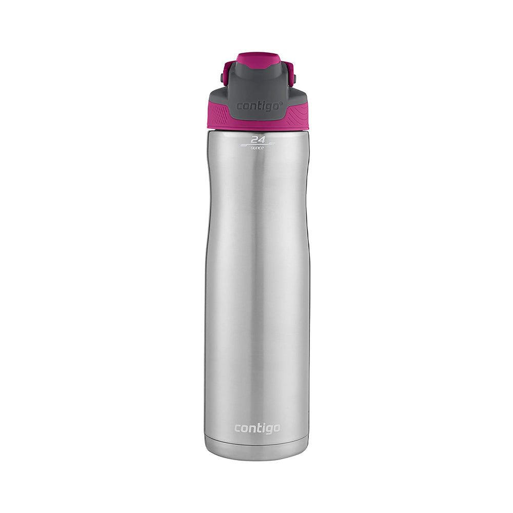 Contigo - Autoseal Chill Stainless Steel Water Bottle - 24 oz/709 ml - Stainless Steel with Berry Lid