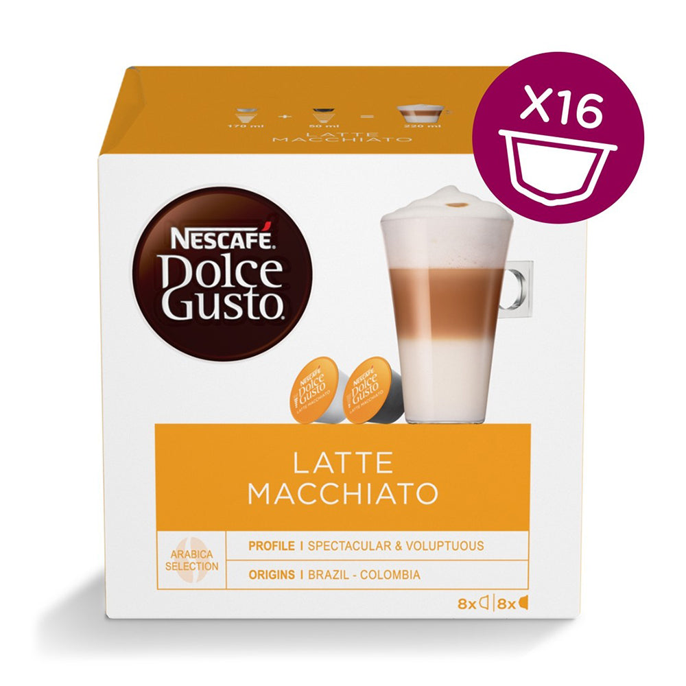 Nescafe Dolce Gusto Latte Macchiato Coffee Pods - 16 Capsules (BB: 31/07/24)