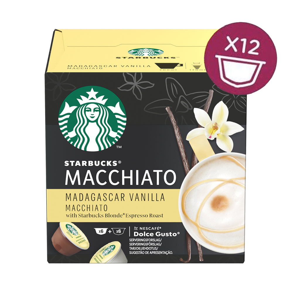Starbucks Dolce Gusto Compatible Vanilla Macchiato Madagascar - 12 Capsules (BB: 30/06/24)