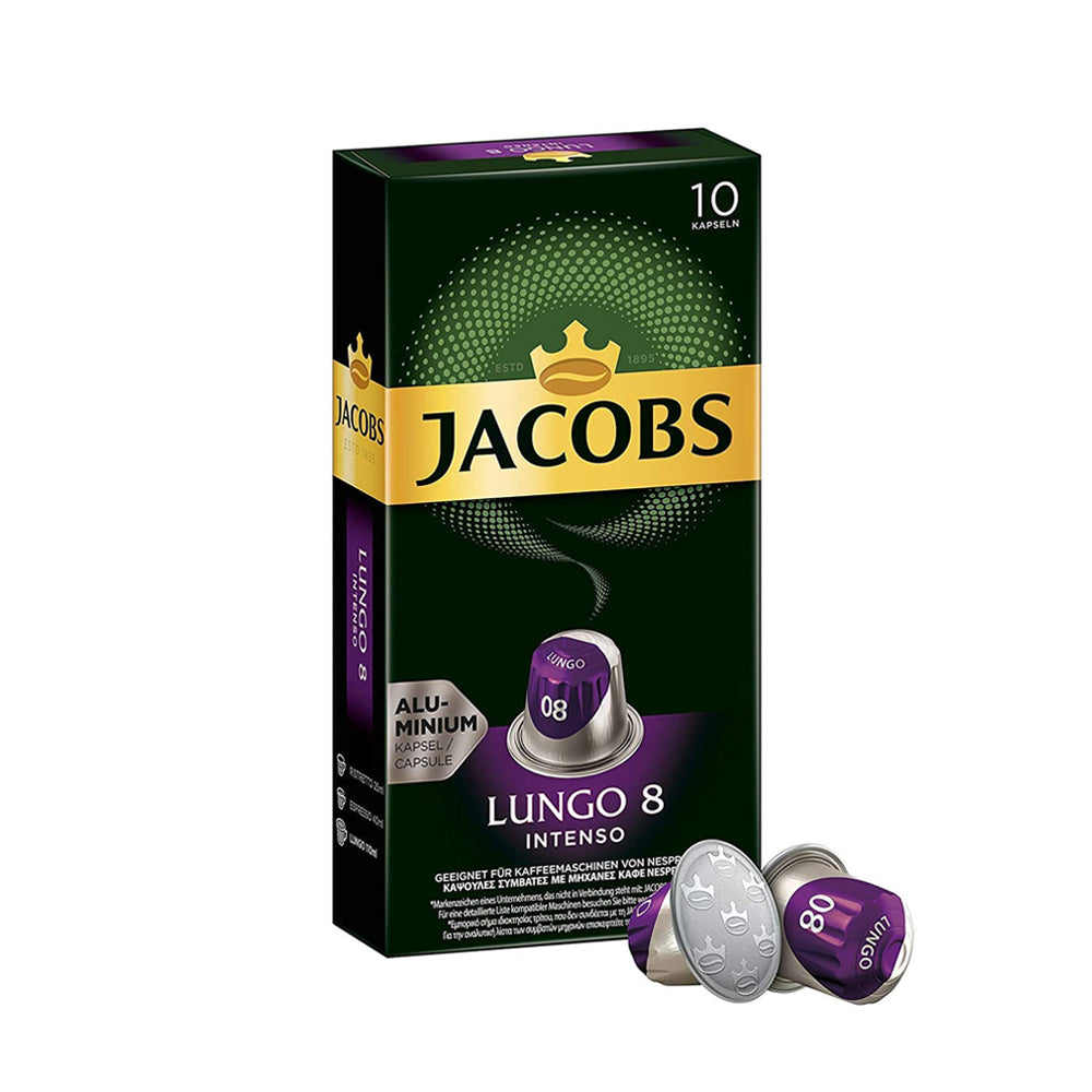 Jacobs Nespresso Pods Lungo 8 Intenso- 10 capsules (Best Before 4/9/2025)