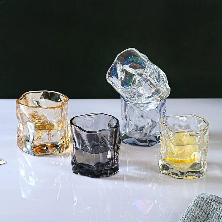 Irregular Small Glass Cup - Amber