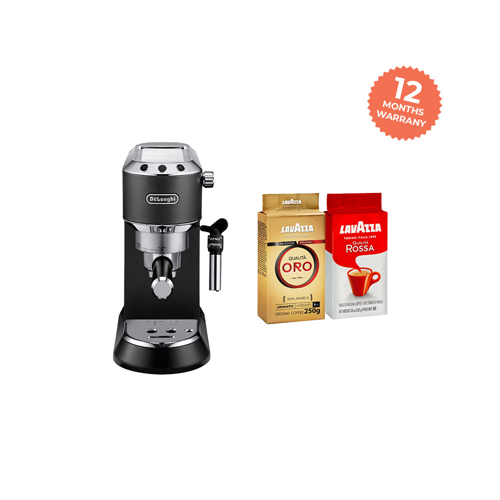 Delonghi Dedica EC685 - Black + 2 Free Lavazza Ground Coffee