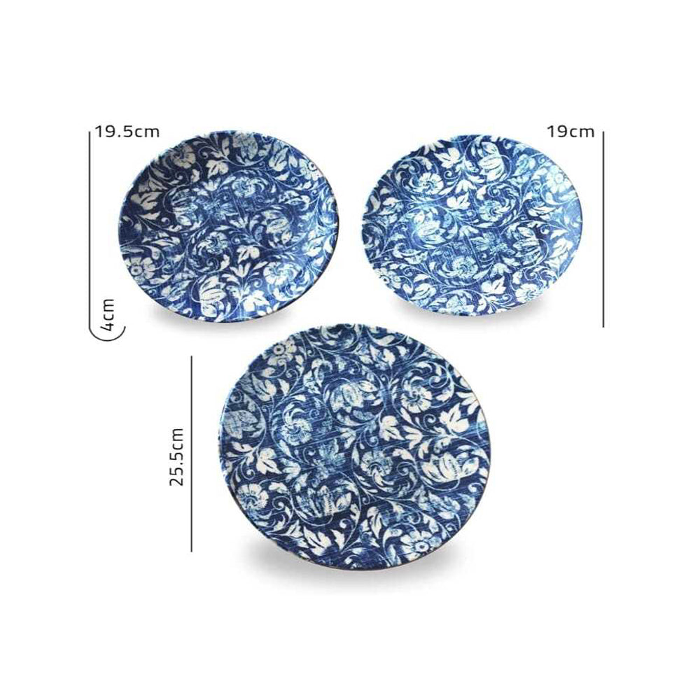 Aljmiei - Turkish Porcelain Set - Blue with White -18 Pieces