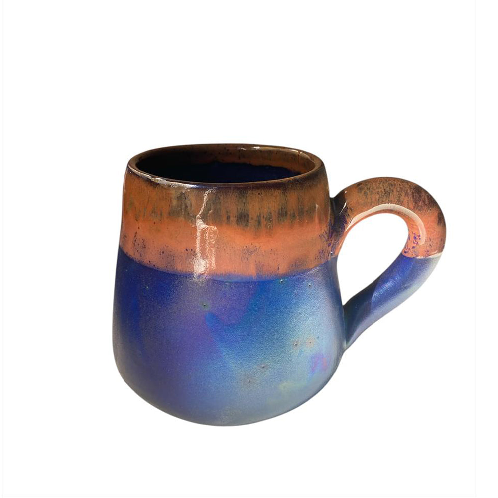 Handmade Pottery Mug - Blue and Brown - 400 ml