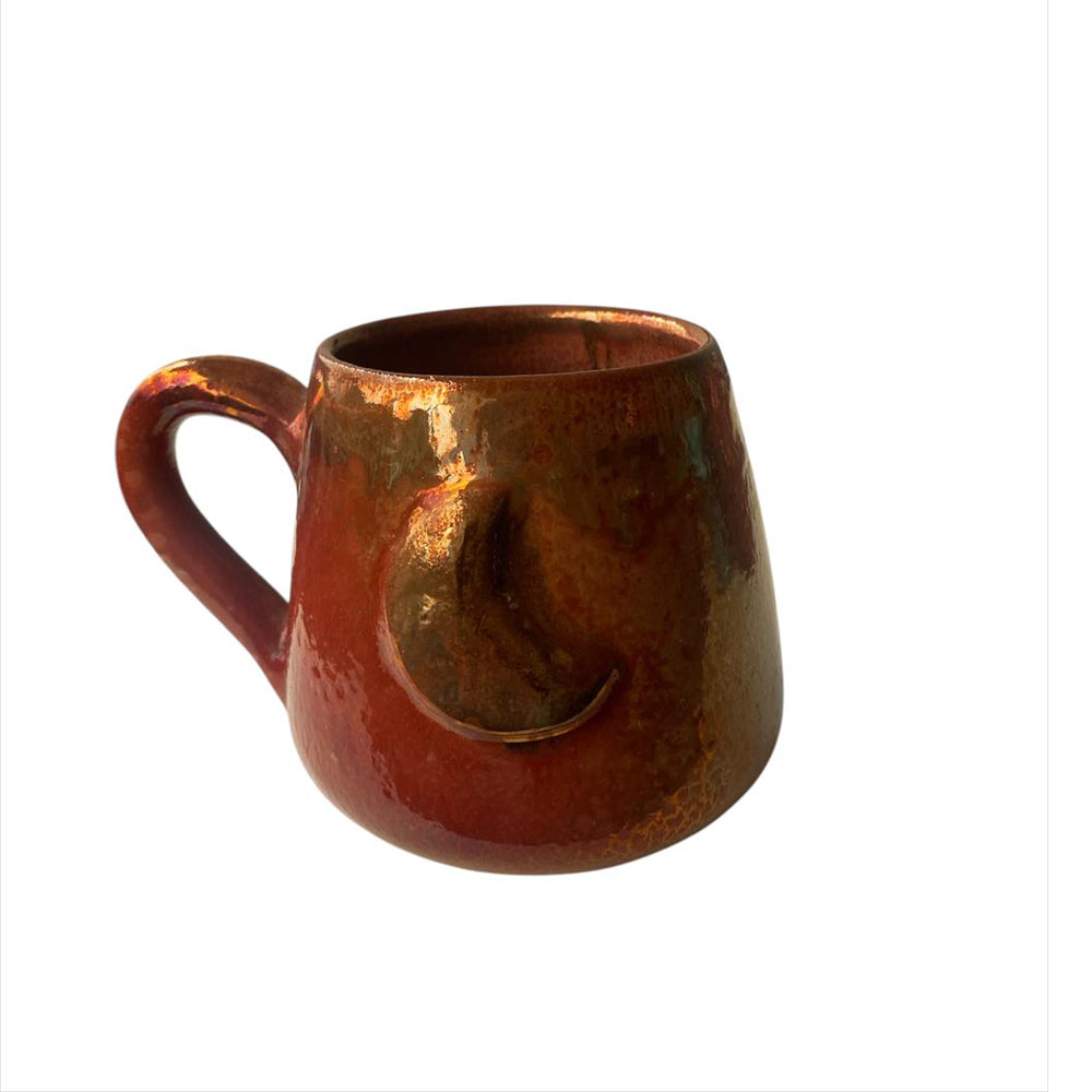 Handmade Pottery Mug - Burgundy with Hint of Gold - 350 ml