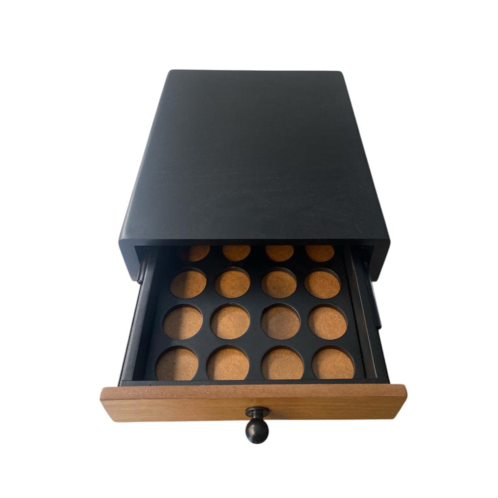 Handmade wooden Capsules Drawer - Nespresso compatible - 24 Capsules - Black & Brown