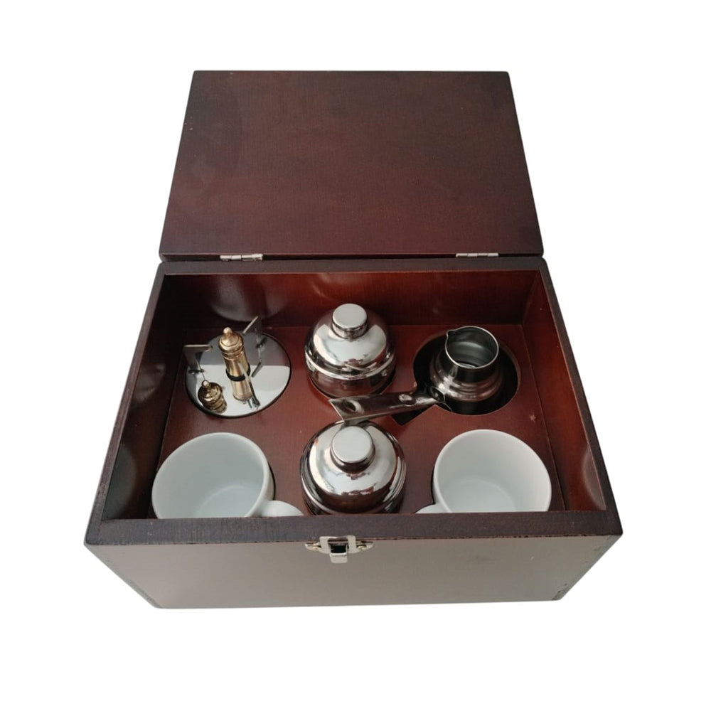 Carbon - Turkish Coffee Set with Wooden Box - Set of 7 pieces