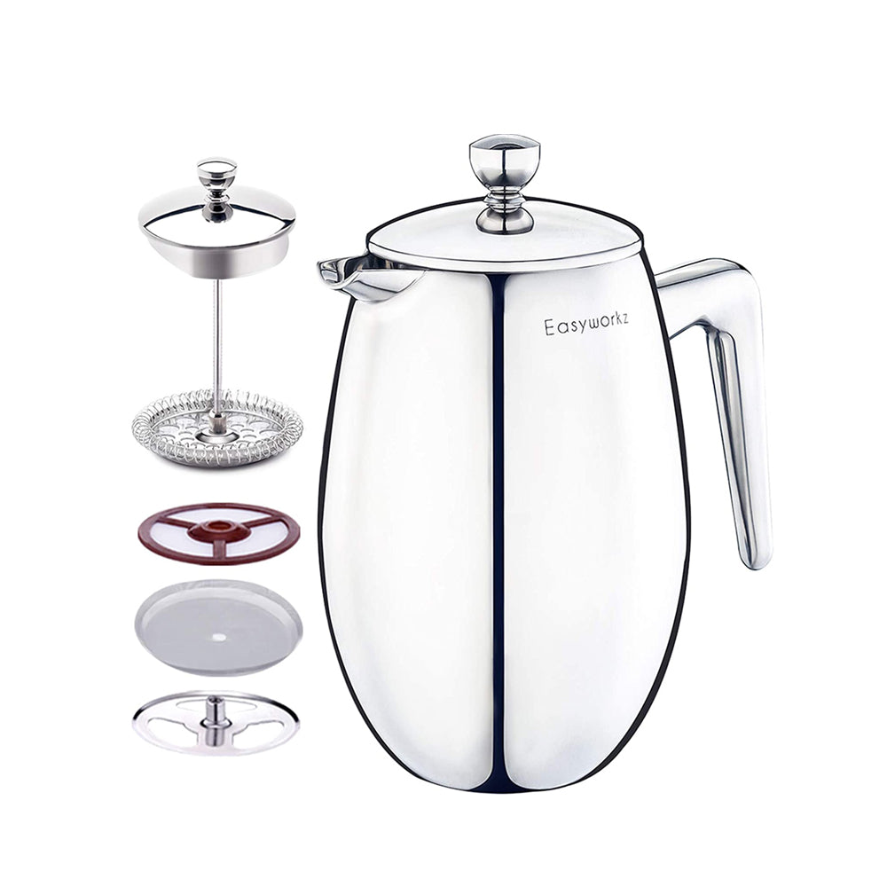 Easyworkz French Press 12 oz Coffee Tea Maker with Borosilicate Glass,Soft  Grip Handle