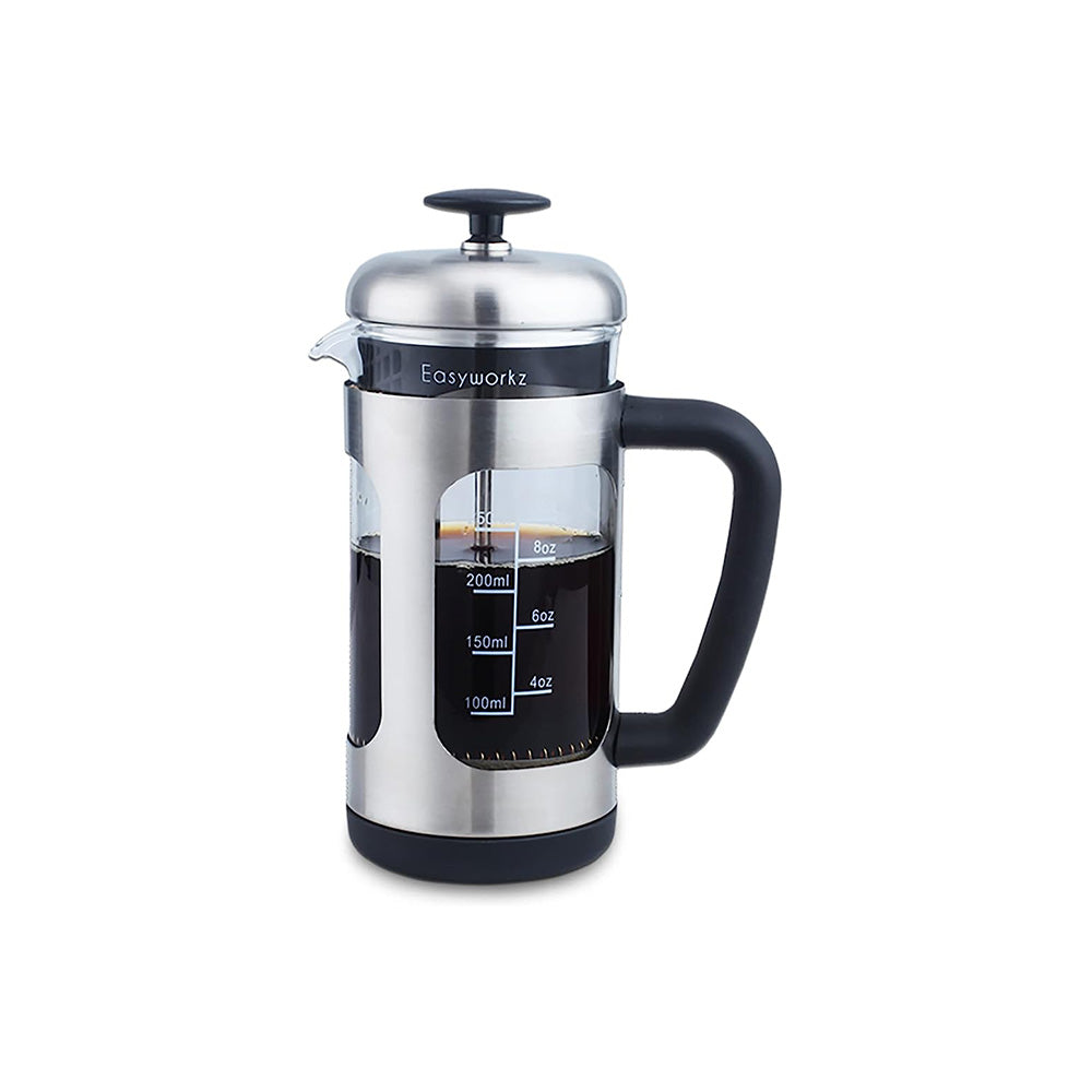 Easyworkz French Press 12 oz Coffee Tea Maker with Borosilicate Glass,Soft  Grip Handle