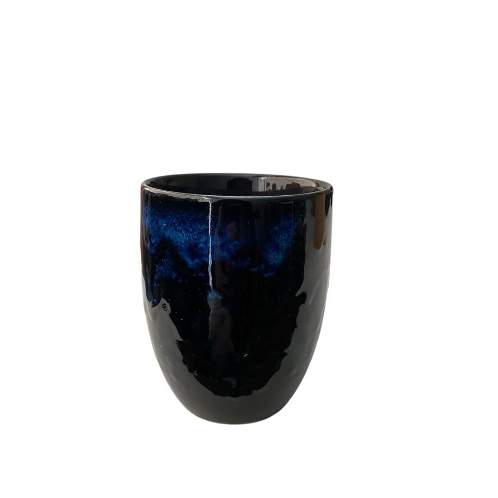 Grade A Porcelain Mug - Black with Touch of Blue - 220 mL