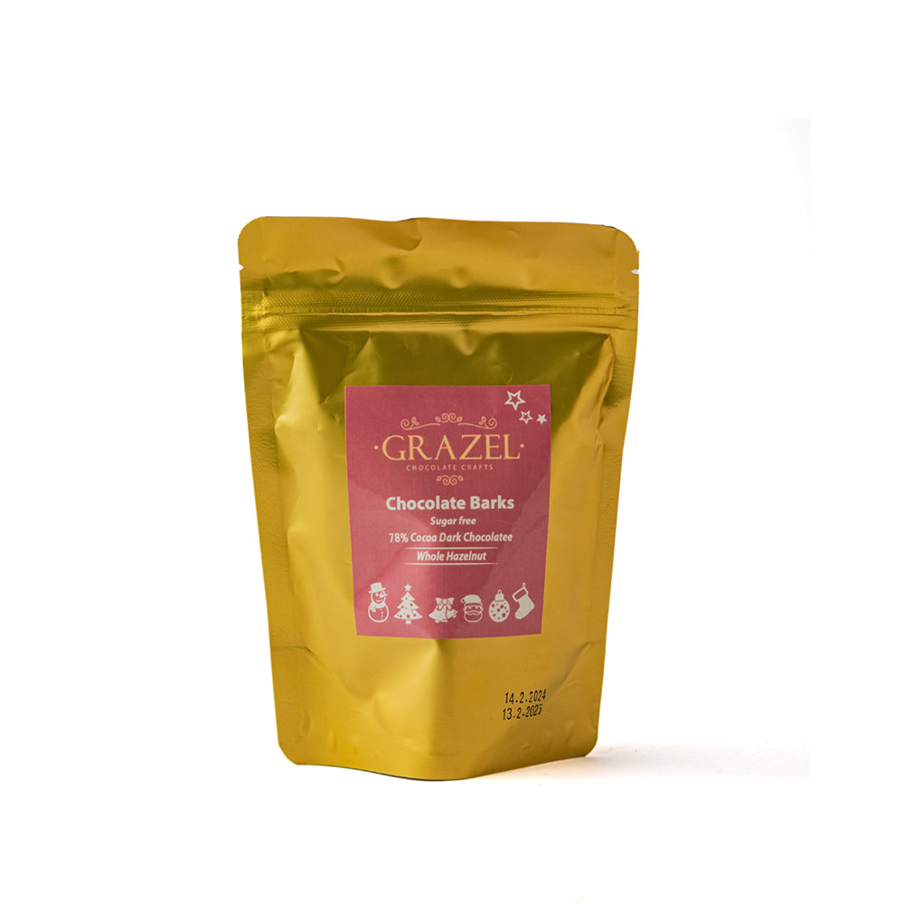 Grazel - Dark Chocolate Whole Hazelnuts - Chocolate Barks - 125g