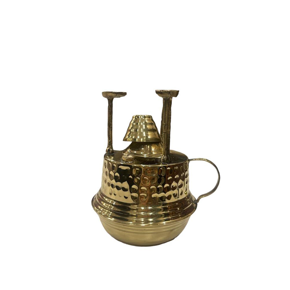 Handmade Copper Alcohol Burner (Sebertaya) - Spotted Round Base -1 Cup