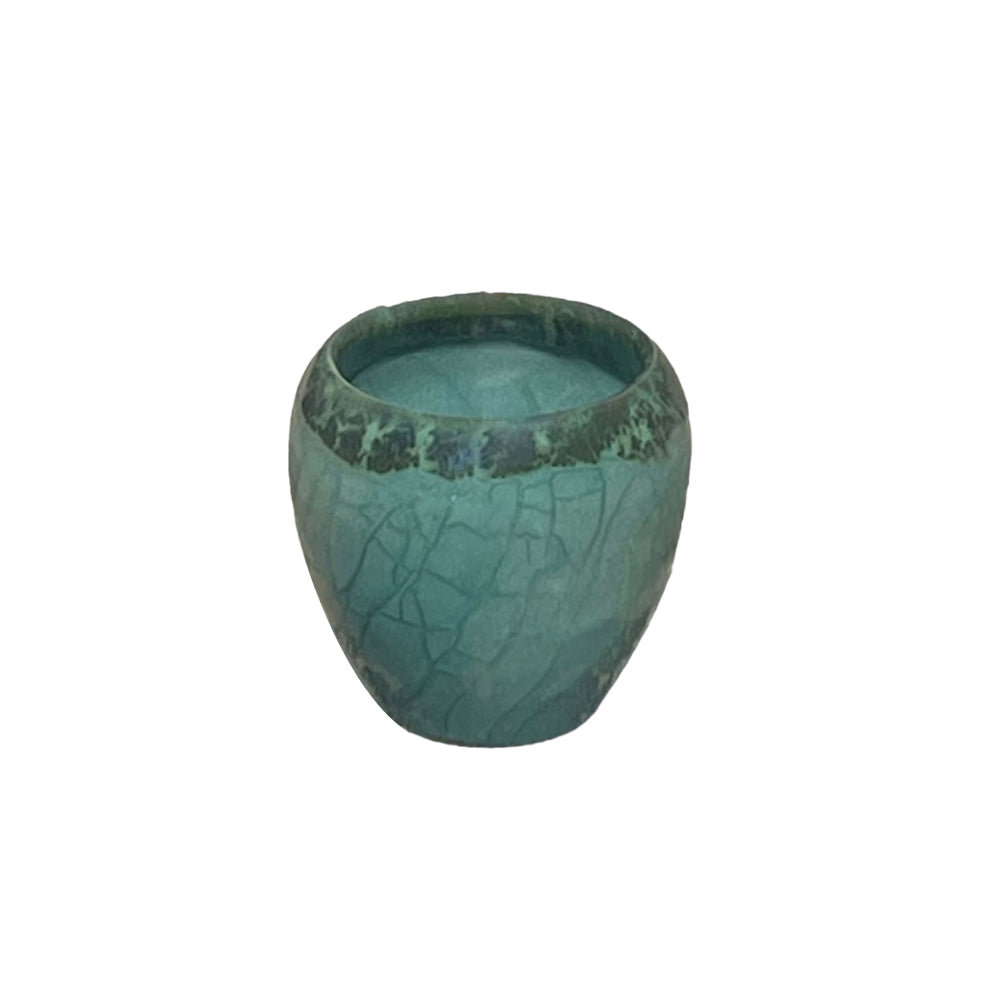 Handmade Pottery Espresso Cup - Glossy Cracky - Teal - 100 ml